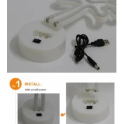 Неоновый ночник-светильник Фламинго LED для комнаты работает от батареек и USB