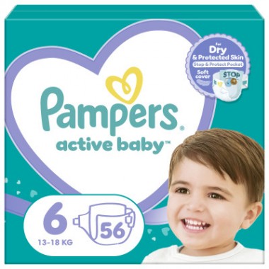 Подгузники Pampers Active Baby Giant Размер 6 (13-18 кг) 56 шт (8001090950130)