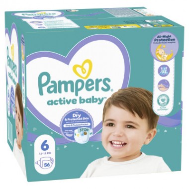 Подгузники Pampers Active Baby Giant Размер 6 (13-18 кг) 56 шт (8001090950130)