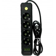 Удлинитель UA Power F44U на 4 розетки, 3USB, 6 м, черный
