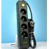 Удлинитель UA Power F44U на 4 розетки, 3USB, 6 м, черный