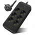 Удлинитель сетевой UA Power F06U, 4USB, Type-C, 6 розеток, 6 м, черный