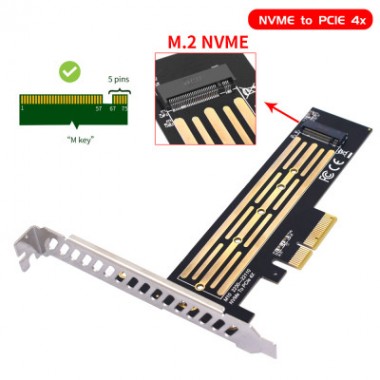 Контроллер Dynamode M.2 SSD NVMe M-Key to PCI-E 3.0 x4/ x8/ x16, full profile br (PCI-Ex4- M.2 M-key)