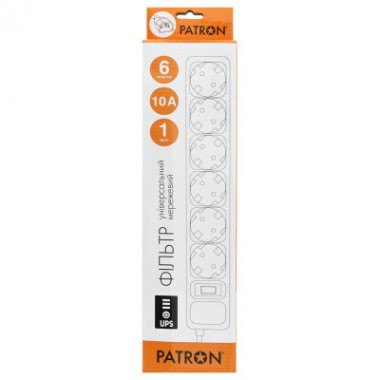 Сетевой фильтр питания Patron 1 m3*1mm2 (SP-1063U) 6 розеток BLACK (EXT-PN-SP-1063U)
