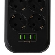 Сетевой фильтр питания ColorWay CW-CHE64B, 6 розеток/4USB Black (CW-CHE64B)