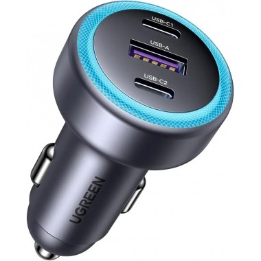 Автозарядка 3xUSB 30W (2xUSB-C + USB-A) QC 4.0 Серая (EC307) UGREEN