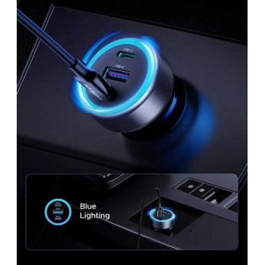 Автозарядка 3xUSB 30W (2xUSB-C + USB-A) QC 4.0 Серая (EC307) UGREEN