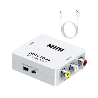 Конвертер HDMI - AV, RCA, видео, аудио, белый
