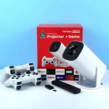 Портативный проектор с 2 джойстиками и пультом, WIFI, Р30 МАХ, Белый / Домашний смарт проектор / Проектор игровой Портативный проектор с 2 джойстиками и пультом, WIFI, Р30 МАХ, Белый / Домашний смарт проектор / Проектор игровой