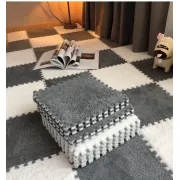 Килимок-пазл з плюшевим покриттям 10 пазлів 30х30х1.5 см біло-сірий