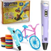 3D ручка c LCD дисплеем и набором эко пластика для 3Д рисования 3D Pen Blue