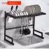 Многофункциональная Двухъярусная полка - органайзер JYH для сушки посуды над раковиной, черная 65 см