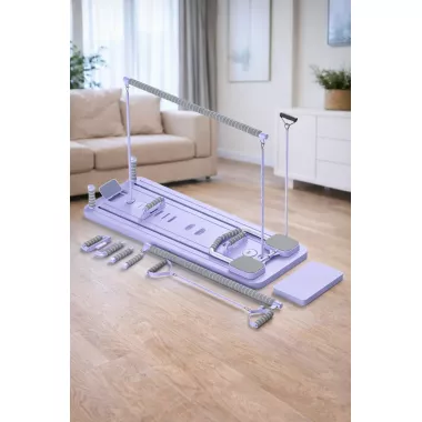 Тренажер для пілатесу Реформер MM3000 Для преса/ніг/присідання, з гумками Фіолетовий