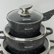 Набор посуды с гранитным антипригарным покрытием BellMax BM-305 из 12 предметов Черный
