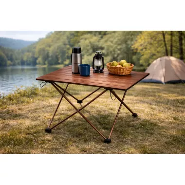 Стол раскладной для рыбалки и пикника 50х50см с чехлом Коричневый