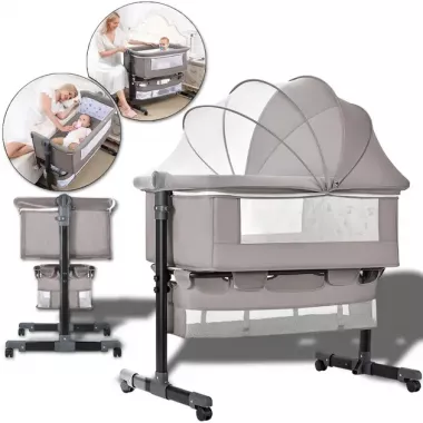 Детская складная кроватка с режимом люльки и москитной сеткой (D508)