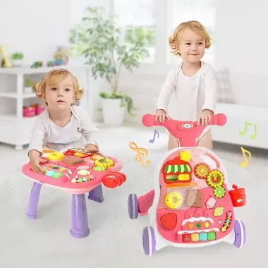 Детские ходунки-каталка с развивающим центром – первые шаги с радостью и пользой розовый Детские ходунки-каталка с развивающим центром – первые шаги с радостью и пользой розовый