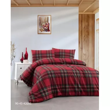 Белый с красным Теплое постельное белье / байковое евро размера фланель 100%-хлопок Турция Cotton Collection