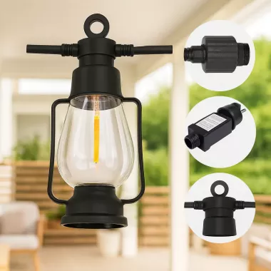 Вулична гірлянда, підвісні ретро-лампи 220 В, тепле світло SFK-49