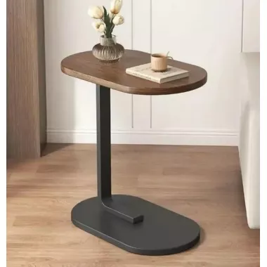 Прикроватный столик Stenson с деревянной столешницей и металлическим основанием 28×45×60 см темно-коричневый