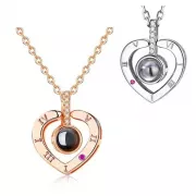 Кулон подвеска с проекцией I love you Я тебя люблю на 100 языках мира в форме сердца