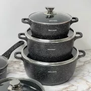 Набор посуды с гранитным антипригарным покрытием BellMax BM-305 из 12 предметов Черный