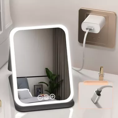 Зеркало для макияжа Lighted makeup mirror с LED подсветкой, складное, сенсорное управление, Type-C, с регулировкой яркости