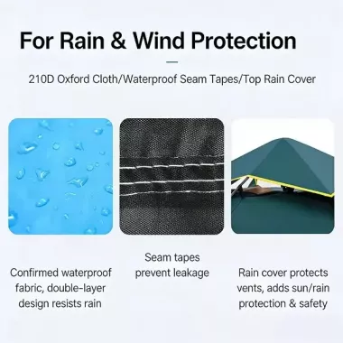 Автоматическая 3х местная палатка с навесом 210х150х125 / Палатка туристическая , кемпинговая , трехсезонная