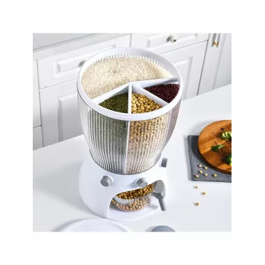 Белый Диспенсер для круп вращающийся с дозатором Белый Диспенсер для круп вращающийся с дозатором