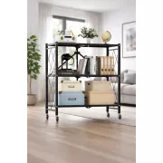 Стелаж триярусний універсальний з нержавіючої сталі/ Розкладний органайзер-стелаж 66x34x88 см