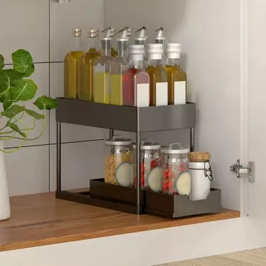 Органайзер двухуровневый с выдвижным ящиком для хранения и крючками Органайзер двухуровневый с выдвижным ящиком для хранения и крючками