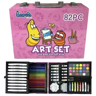 Розовый Набор юного художника для рисования и творчества Art Set на 82 предмета