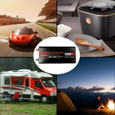 Автомобильный инвертор 1500 Вт, 12–220 В, 2×USB, чистый синус / Преобразователь напряжения / Инвертор для котла и техники Автомобильный инвертор 1500 Вт, 12–220 В, 2×USB, чистый синус / Преобразователь напряжения / Инвертор для котла и техники