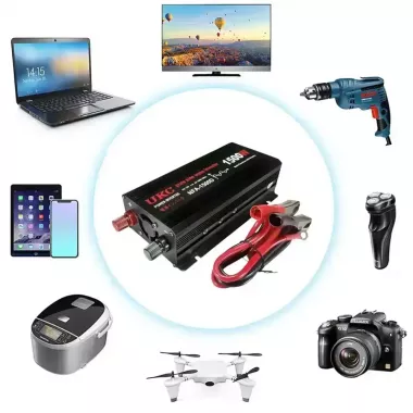 Автомобильный инвертор 1500 Вт, 12–220 В, 2×USB, чистый синус / Преобразователь напряжения / Инвертор для котла и техники Автомобильный инвертор 1500 Вт, 12–220 В, 2×USB, чистый синус / Преобразователь напряжения / Инвертор для котла и техники