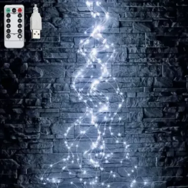 Гірлянда на ялинку Кінський хвіст 2 метри  10 ниток 8 режимів мерехтіння Холодний білий