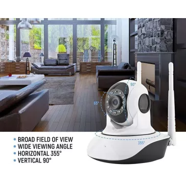 Бездротова поворотна камера IP, панорамна камера V380 Q5 IP 360 градусів Бездротова поворотна камера IP, панорамна камера V380 Q5 IP 360 градусів