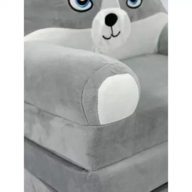 Мяке дитяче крісло плюшеве, мяке крісло-ліжко для дітей Вовк Сірий