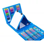 Голубой Набор для рисования в чемодане с мольбертом 208 предметов