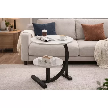 Двоярусний мармуровий кавовий столик DASH-64229 40х30х60 см Двоярусний мармуровий кавовий столик DASH-64229 40х30х60 см