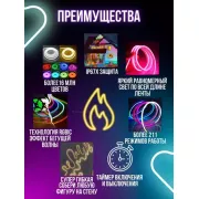 Умная гибкая LED Neon RGB лента-шланг 5 метров от USB управление режимами с телефона,Bluetooth приложение,пульт