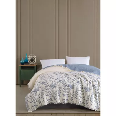 Муслиновое покрывало Botanic 230х250 см Голубой Муслиновое покрывало Botanic 230х250 см Голубой