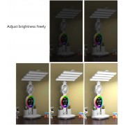 Акумуляторна LED лампа / Настільна лампа з 4 плафонами, RGB-підсвічуванням, годинником та вентилятором