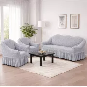 Жаккардовый турецкий чехол на диван и два кресла, универсальный натяжной чехол, накидка на диван Серый