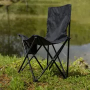 Раскладной стул туристический для кемпинга 42х41х72 см с карманом Черный
