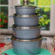 Набор кастрюль с мраморным покрытием 8 предметов Benson BN-379