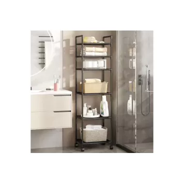 Полка этажерка TVT-02 6 ярусов 170х42х32см Черная Полка этажерка TVT-02 6 ярусов 170х42х32см Черная