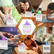 Зволожувач повітря з імітацією крапель дощу та ефектом полум'я з LED підсвічуванням (20см)