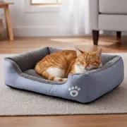 Лежанка - пуфик для кошек и собак серый  S(40*25)