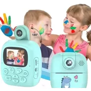 Голубой Фотоаппарат детский M4 для моментальной печати