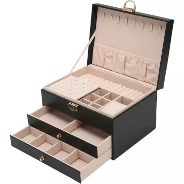 Трехъярусная шкатулка-трансформер для украшений с ключом 24х17х14 см Трехъярусная шкатулка-трансформер для украшений с ключом 24х17х14 см